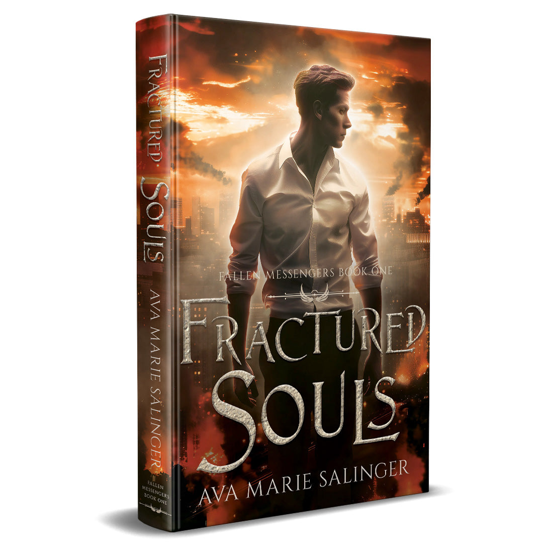 Fractured Souls (Fallen Messengers Book 1) HARDBACK gay romantic fantasy author ava marie salinger