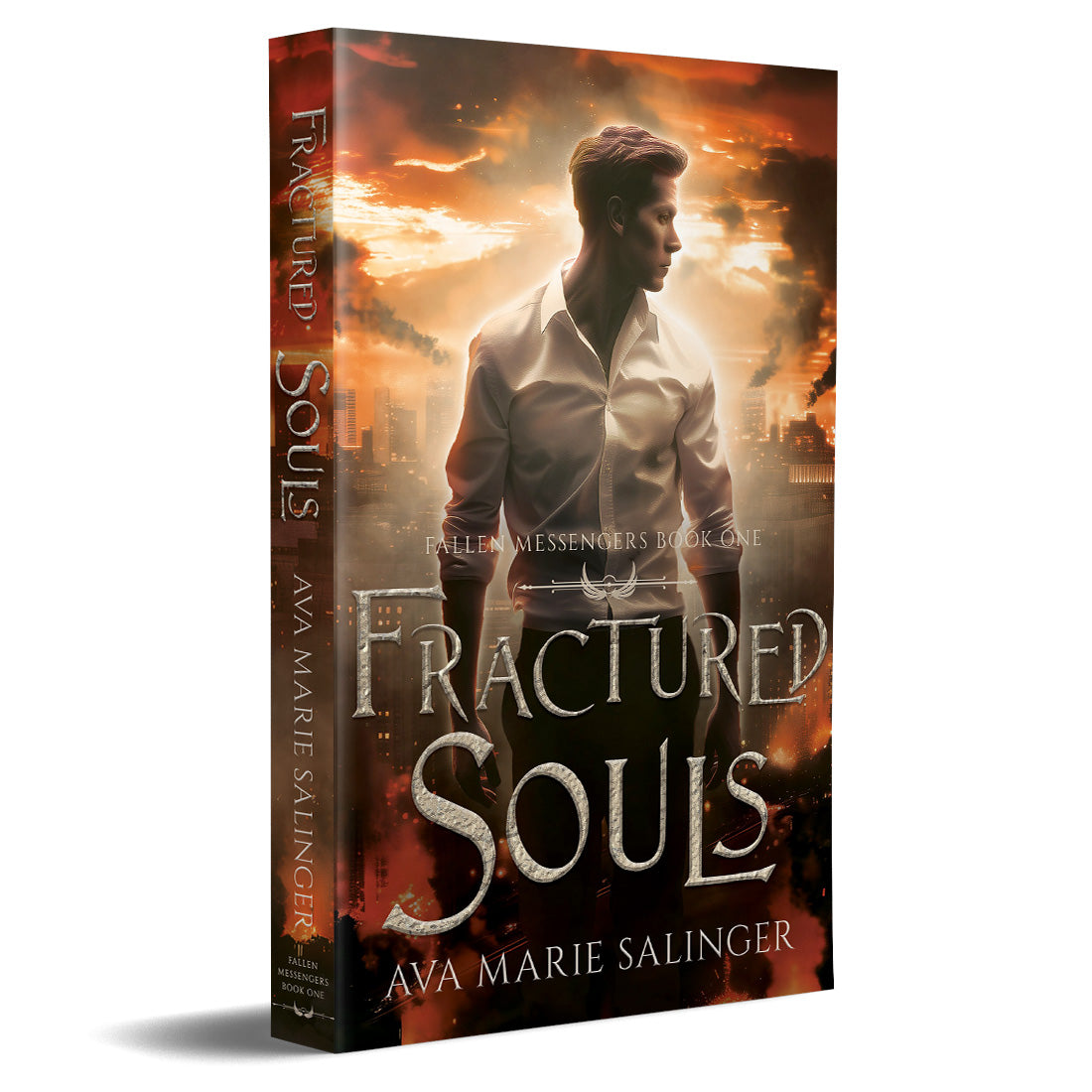 Fractured Souls (Fallen Messengers Book 1) PAPERBACK gay romantic fantasy author ava marie salinger