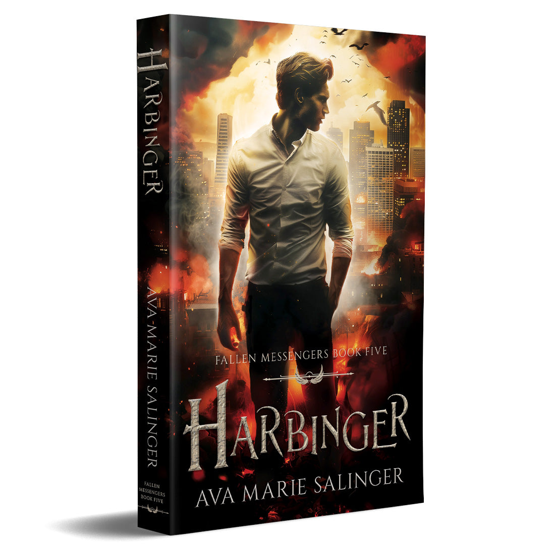 Harbinger (Fallen Messengers Book 5) PAPERBACK gay romantic fantasy author ava marie salinger